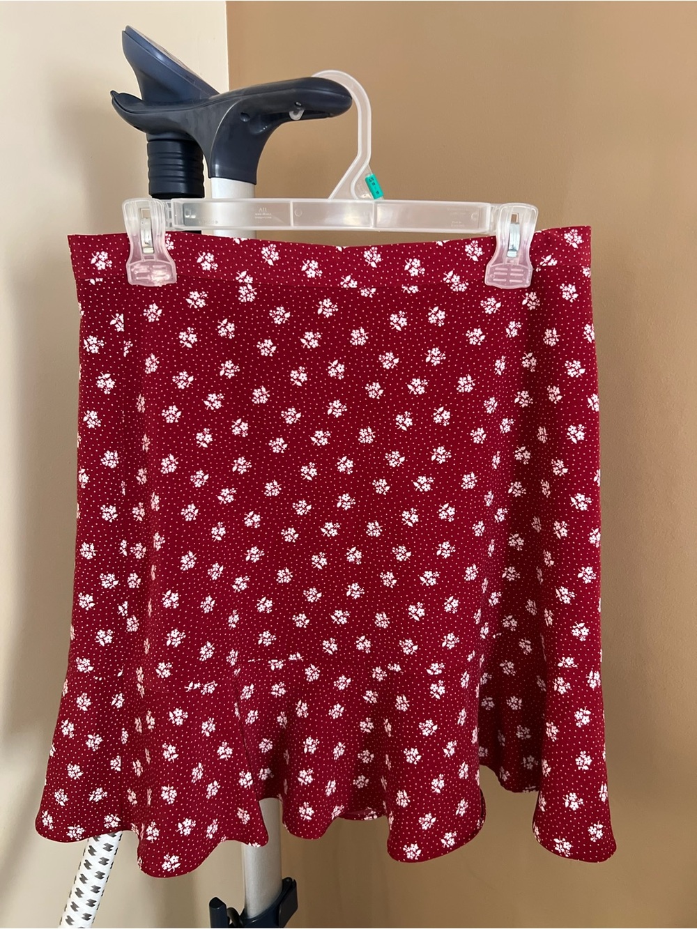 Banana Republic Red Floral Ruffle Hem Skirt